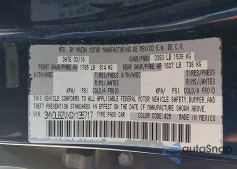 2016 Scion Ia from USA, damaged, VIN 3MYDLBZVXGY135717